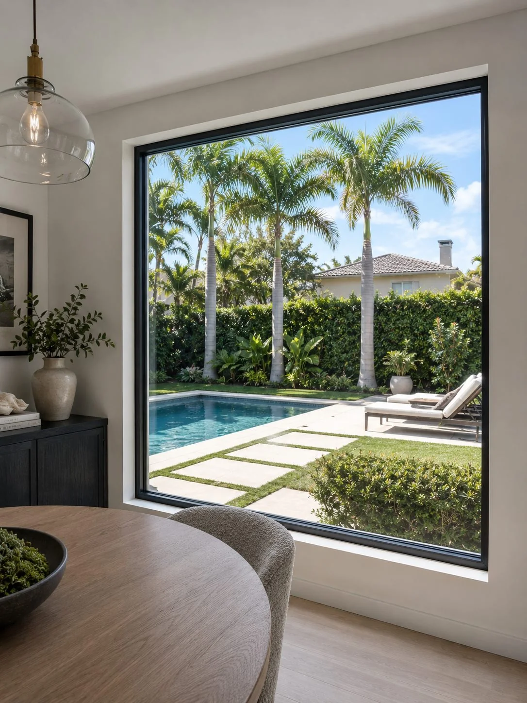 Picture window with pool view