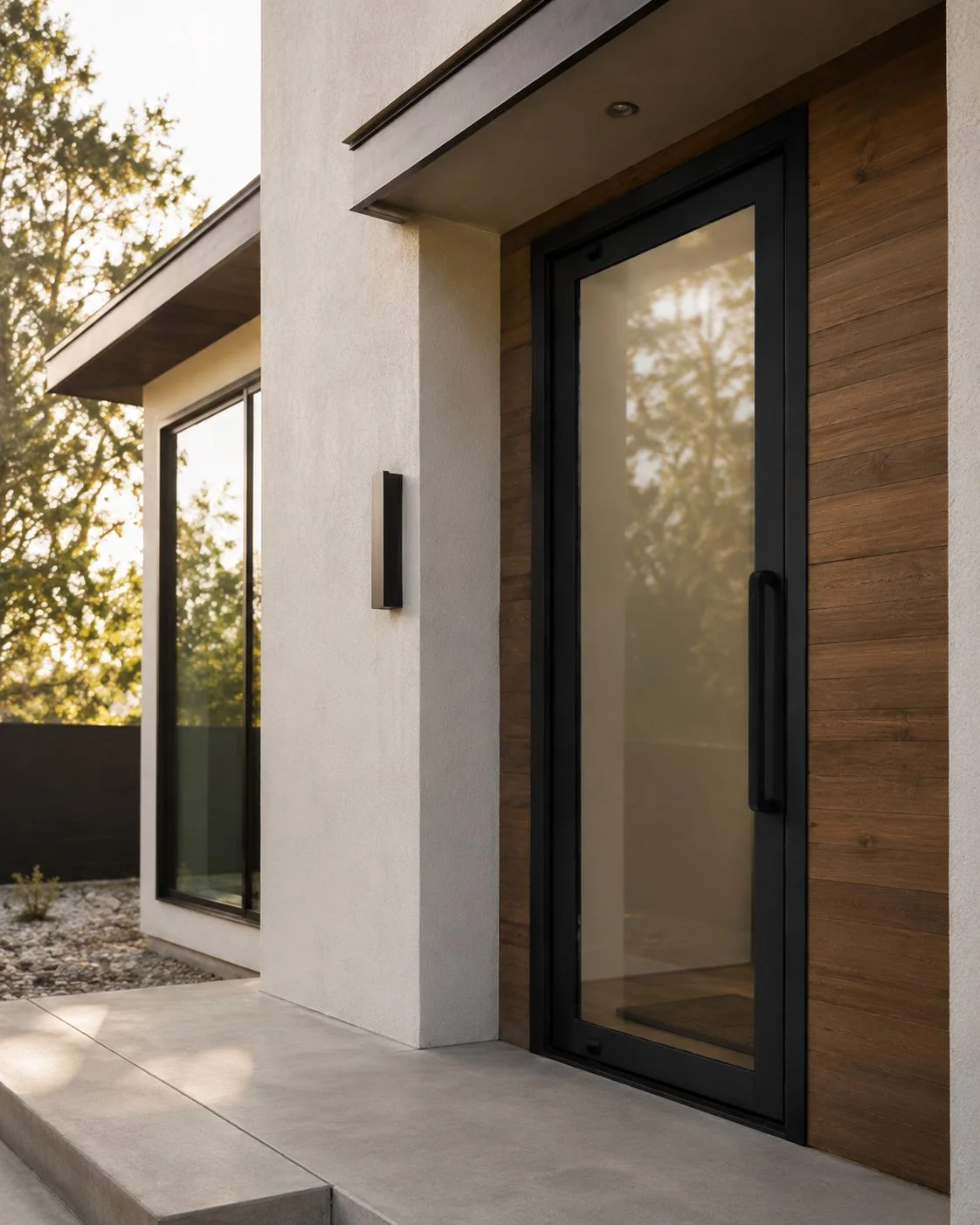 Modern Florida home with a luxury impact front entry door