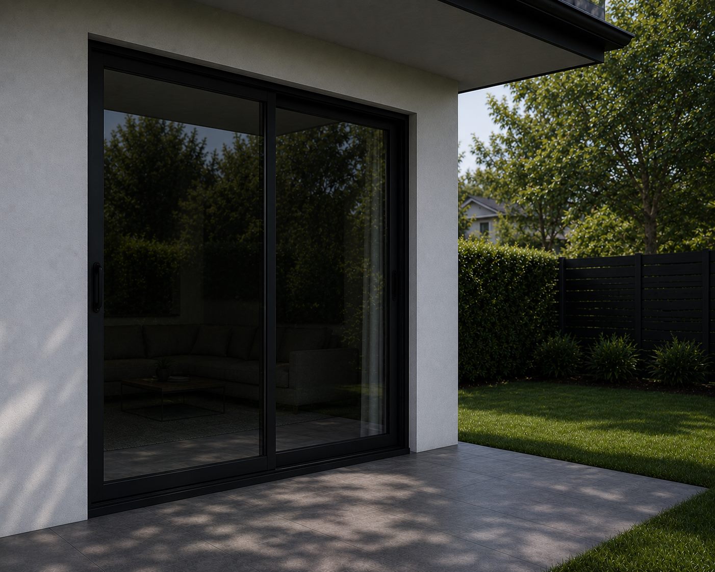 Modern Florida home with wide impact sliding glass patio doors